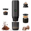 Umisu Macchina da Caffè Espresso Portatile 3 in 1, Macchina da Caffè da Viaggio con Riscaldamento Rapido, Ricarica USB-C, Compatibile con Caffè Macinato, Capsule DG e NS per Camping Ufficio (Nero)