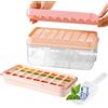 BOOWEN Stampo Ghiaccio Silicone con Coperchio Ice Cube Tray Vassoi per Cubetti di Ghiaccio Facile Far Uscire per Cocktail Whisky Succo Bevande Congelate (rosa)