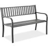 Relaxdays Panchina da giardino, 2 posti, HxLxP: 82 x 127,5 x 59,5 cm, acciaio, per giardino, terrazza, balcone, grigio