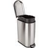 Amazon Basics Contenitore per rifiuti Amazon Basics da 40 litri (10,6 galloni) con pedale in acciaio inossidabile, chiusura ammortizzata, ideale per cucina, bagno o ufficio, forma rettangolare, acciaio inossidabile, colore argento