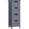 VASAGLE Mobile da bagno, armadio da bagno, mobile contenitore con 4 cassetti, 30 x 30 x 82 cm, per bagno, soggiorno, sala da pranzo, cucina, moderno, grigio LHC040G01