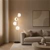TOT ELECTRIC Lampada da Terra con 4 Sfere Oro Satinato sfera in vetro bianco Piantana Design Moderno per Salotto Camera Ufficio