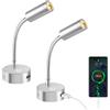 ERWEY 2 pezzi LED 12V Camper Lampade da Lettura Lampada da Parete camper a collo d'oca flessibile con USB, 3W 3000K DC 10-30V illuminazione interna per caravan yacht barca, argento