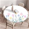 Highdi 3D Tovaglia Rotonda con Bordo Elastico, Motivo Floreale Tovaglie da Tavola Antiscivolo Impermeabile per Salotto Caffè Pranzo Giardino Decorazione (70cm,Fiori vegetativi)