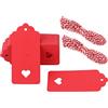 G2PLUS 100PCS Etichette Regalo,4.5x9.5cm Etichette Carta Kraft Rosso