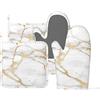 DADABULIU Set di 4 guanti da forno e presine in silicone color oro bianco marmo, accessori da cucina, resistenti al calore, con impugnatura antiscivolo, per chef, cottura, grigliate, barbecue