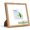 Feihorrm Cornice portafoto, Fotocornice in quercia, con vetro temperato, per foto 20x20 cm senza passepartout o foto 9x9 cm con passepartout, Fotocornice in legno massiccio (Beige, 20x20 cm/ 1x)