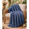 B O S A L O N I HOME Plaid coperta arredo 127x172 cm - Leggera e morbida - Per divano e poltrona - Stile elegante primavera estate (Blu)