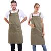 BIGHAS Grembiule stile H con tasca posteriore per donne, uomini, regolabile, grande, confortevole, cucina, casa, cucina, cucina, 12 colori, Cachi, Large