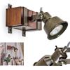 hofstein Lampada da parete Pehefito, lampada da parete in metallo/legno in verde/grigio/marrone scuro, lampada dal design industriale con faretto regolabile, 1 lampadina, 1 x GU10, senza lampadina