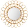 YNAADYH Specchio da parete rotondo, in rattan, 40 cm, colore legno, decorativo in rattan, superficie dello specchio in vetro, 20 cm, specchio decorativo da parete per casa colonica, ingresso, veranda