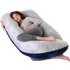 ALANTOP Cuscino per maternità a forma di U, cuscino per gravidanza per dormire, cuscino per tutto il corpo, con fodera rimovibile per schiena, fianchi, gambe e addome, facile da pulire