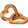 Kassis Geschenkartikel Cuori uniti in legno d'olivo - Regalo per coppia, matrimonio, anniversario e San Valentino - Incisione personalizzata, 6 cm