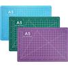 HJYIMYI 3 pezzi Tappetino da Taglio Autoriparante A5 per lavori artistici, cucito | Autorigenerante Tappetino Taglio, double-face, con griglie e segni angolari, cutting mat (Blu Verde Viola)
