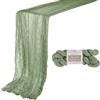 BOUBONI 1 runner da tavola da 3 m, verde salvia, 89 x 300 cm, in garza boho, runner da tavola per formaggi, per feste di compleanno, matrimoni, baby shower, decorazioni natalizie, eventi speciali