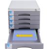 DAHAD Cassettiera A4 con 5 cassetti per documenti DIN A4+, organizer per ufficio, con blocco estraibile + clip per scrivere, per sale conferenze, aule, uffici, 36 x 30 x 30,5 cm