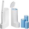GNVOVIC Scopino WC Usa e Getta, 2 Pezzi Spazzole WC con Supporto a Muro di 24 Testine Detergenti Incorporati, Spazzola WC Monouso con Detersivo, Igienica e Salvaspazio, Bianco