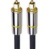 PremiumCord Cavo Audio Ottico Toslink 0,5 m, Diametro Esterno: 7 mm, Spina Toslink, Cavo Digitale Per Impianto Stereo Hifi Tv Con Soundable, HQ Audio, Design In Metallo + Nylon, Colore Nero, Oro