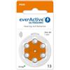 everActive 13, 6 batterie per apparecchi acustici, ad alta potenza, batterie zinco-aria, 1 blister, durata di 4 anni, arancione, Ultrasonic PR48