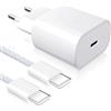 YISH 25W Caricatore USB C Caricabatterie： Alimentatore USB C PD 3.0 USB Tipo C 3A Caricatore Rapido con 60W Cavo Type-C to Type-C