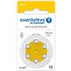 everActive 10, 6 batterie per apparecchi acustici, ad alte prestazioni, batterie zinco-aria, 1 confezione blister, durata 4 anni, giallo, Ultrasonic PR70, EVHAB10