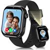 AIMIUVEI 4G Smartwatch Bambini, Orologio GPS Bambini con Chiamate Videochiamate, Chat Vocale, modalità Scuola, Doppia Fotocamera, Sveglia, Contapassi, IP68 Calcolatrice Smart Watch per Ragazzi e Ragazze, Nero
