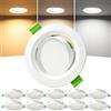 Laiebri 10 Faretti LED da Incasso per Cartongesso, Foro Ø68-80 mm, Orientabili 45°, Faretti LED Ultrasottili da 23 mm, 5W, 3 CCT 2700K/4000K/6000K, IP44 per Bagno e Cucina, 230V, Bianco