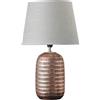 Baroni Home BARONI Lampada da Scrivania o Tavolo in Ceramica Colorata Cilindrica Sfaccetatta Rame Paralume Grigio 26X26X42 cm