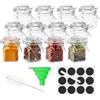 Baroni Home Set 12 Barattoli Portaspezie in Vetro da 100ml, Contentirori Spezie, Etichette Lavagna, Pennarello, Imbuto e Scovolino, Organizer Cucina, 5x5x8 cm