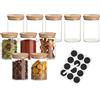 Baroni Home Set 10 Barattoli in Vetro Borosilicato con Tappo in Bamboo, 120ml Portaspezie in Vetro con Etichette e Pennarello, Contenitori Alimentari Ermetici Lavabili in Lavastoviglie, 7,5x5,5x5,5cm
