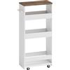 HOMCOM Carrello da cucina sottile a 3 livelli con ruote, bianco | Aosom Italy