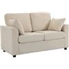 HOMCOM Divano 2 posti in velluto a coste con seduta imbottita e 2 cuscini, 144 cm, beige | Aosom Italy