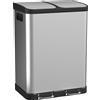 HOMCOM Pattumiera da cucina 2x30 L con pedale e chiusura ammortizzata, acciaio inox, argento | Aosom Italy