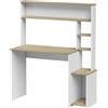 HOMCOM Scrivania per computer con ripiani, supporto monitor e CPU, 114x45x138 cm, bianco e legno | Aosom Italy