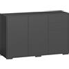 HOMCOM Mobile buffet con 2 cassetti, 3 ante e ripiano regolabile, 117x36x74 cm, nero | Aosom Italy