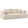 HOMCOM Divano 3 posti in chenille da 248 cm con seduta ampia e cuscini a molle, beige | Aosom Italy