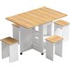 HOMCOM Set tavolo da pranzo pieghevole con 4 sedie e ruote, rovere | Aosom Italy