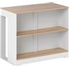 HOMCOM Tavolo da bar a 3 livelli con 2 scomparti aperti, 113x60x90 cm, bianco e naturale | Aosom Italy