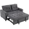 HOMCOM Divano letto 2 posti in velluto a coste con 2 cuscini e tasche, 157 x 190 cm, grigio scuro | Aosom Italy