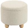 HOMCOM Pouf contenitore rotondo da 19 L effetto iuta con coperchio, beige | Aosom Italy