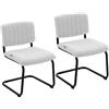HOMCOM Set 2 sedie da pranzo imbottite in tessuto teddy con gambe a slitta, crema | Aosom Italy
