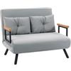 HOMCOM Divano letto 3 in 1 effetto velluto con schienale regolabile e 2 cuscini, grigio chiaro | Aosom Italy