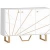 HOMCOM Mobile buffet con 3 porte, mensola regolabile e piedi in metallo, effetto marmo bianco | Aosom Italy