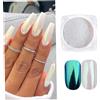 Weduspaty Effetto specchio in polvere cromato bianco in polvere per perle in polvere con 2 pezzi bastoncini di spugna per la casa per la casa per decorazione per la nail art per la casa salone per unghie 2pcs,
