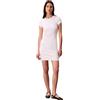 Calvin Klein Donna Abito a T-Shirt Mini con Scollo Rotondo, Bianco (Brilliant White), S