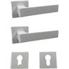 effedielle® Maniglia per Porta Completa Interno ed Esterno, con Molla di Ritorno, Disponibile in Diversi Modelli e Colori, viti di fissaggio comprese (Bianco opaco, Quadrata foro cilindro)