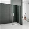 AICA Box Doccia Angolare Doppia Porta Battente Apertura Saloon Vetro Temperato Trasparente Anticalcare 90x70x185 cm
