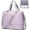 HPLQQ Borsone da Viaggio Donna Bagaglio a Mano Easyjet 45x36x20, Borsa Sportiva Borsone da Palestra con Scomparto per le Scarpe, Borsa da Weekend, Ospedale Parto, Danza,H05-Viola