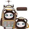 HTgroce Zaino Trolley Scuola Elementare Bambina - Set 3 in 1 con Pranzo al Sacco e Astuccio - Zainetto con Ruote Ergonomico per Primaria e Viaggio