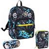 Seven Set Scuola Boy, Zaino con Astuccio 3 Zip e bustina, Design Streetdoodles